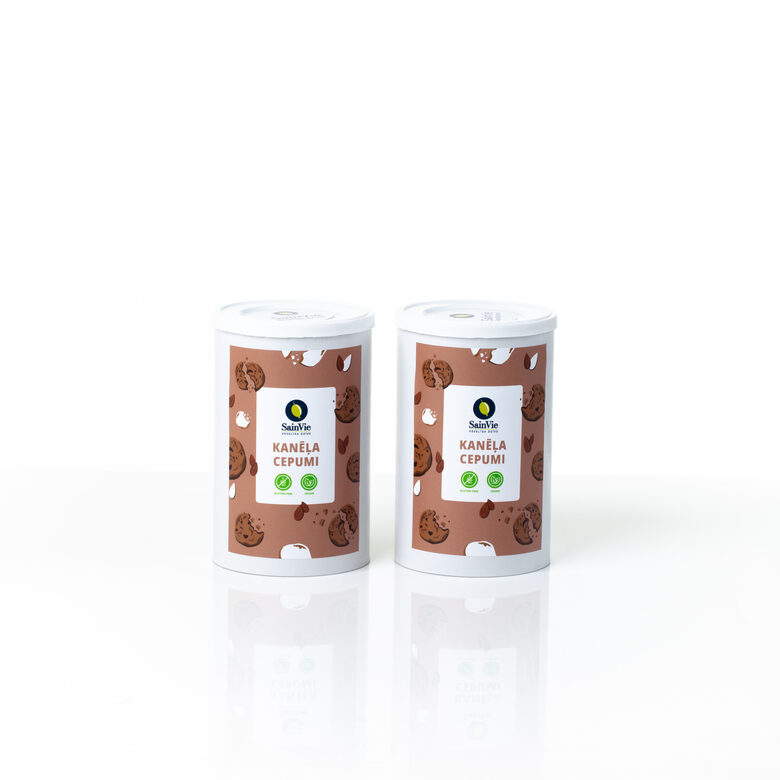 Bezglutēna vegāniskie kanēļa cepumi (iepakoti bundžās pa 90 g)